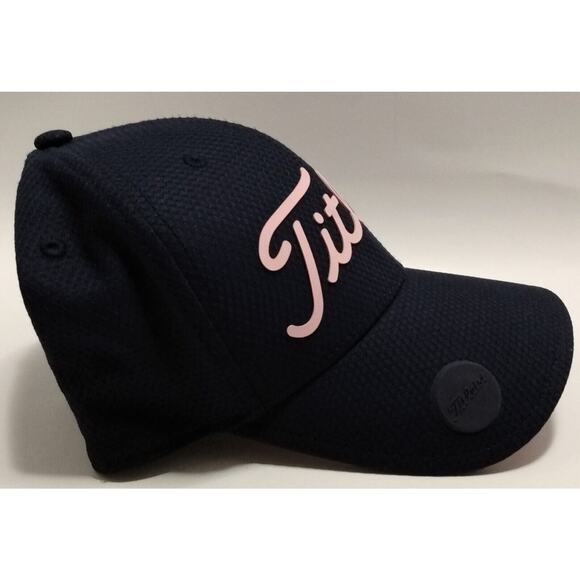 Titleist Golf Adjustable Hat Cap Front Rubber Logo Button Breathable Blue Pink - Picture 6 of 10